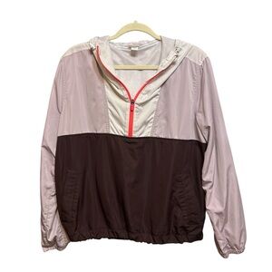 Old Navy Colorblock Windbreaker Jacket - Cream and Brown